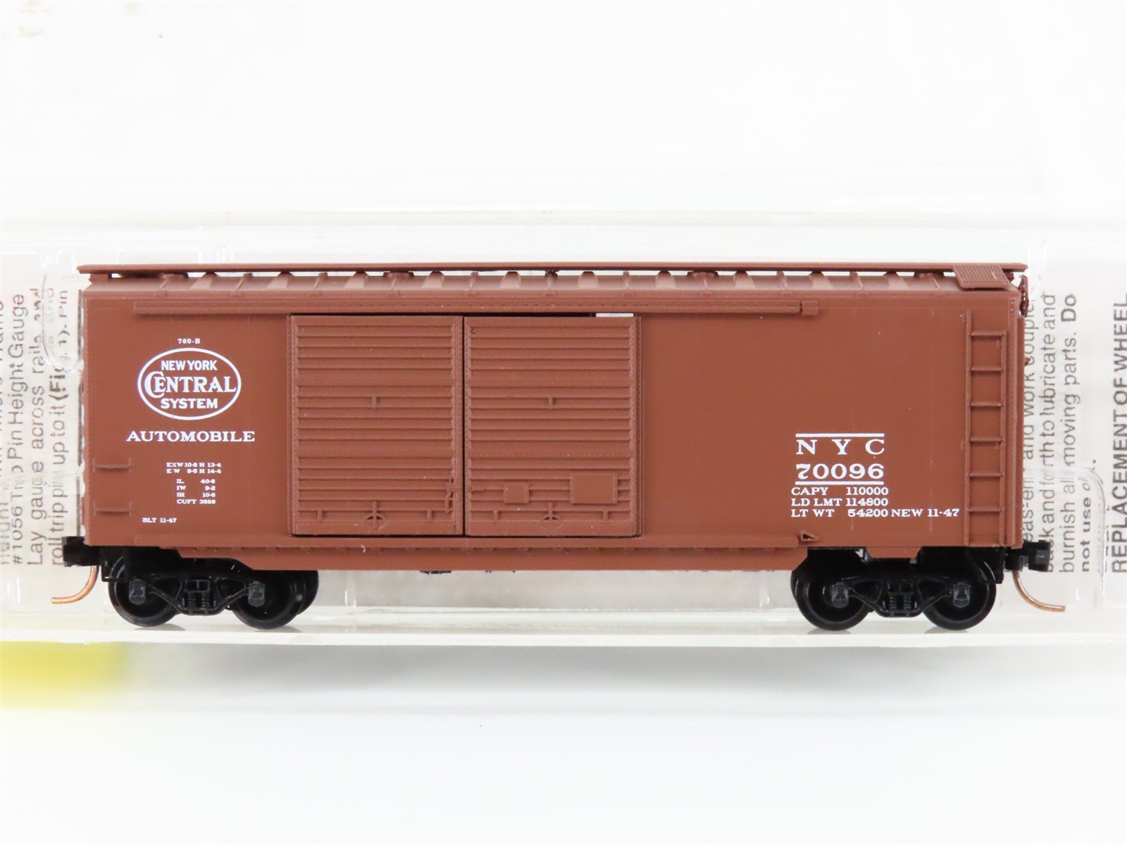 N Scale Micro-Trains MTL 23160 NYC New York Central 40' Automobile Boxcar #70096