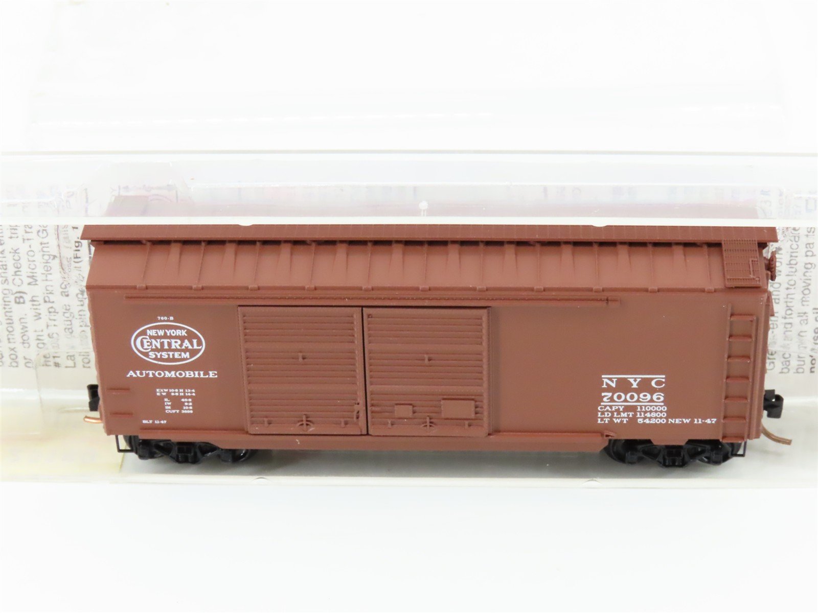 N Scale Micro-Trains MTL 23160 NYC New York Central 40' Automobile Boxcar #70096