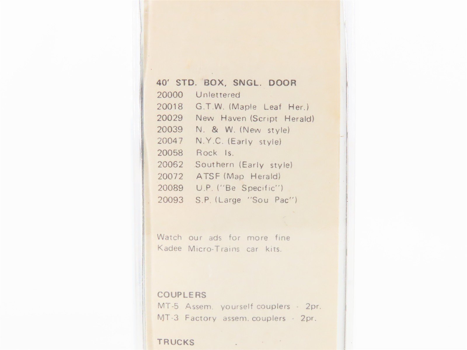 N Kadee Micro-Trains MTL 20000 Unlettered 40' Single Door Box Car - Blue Label