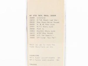N Kadee Micro-Trains MTL 20000 Unlettered 40' Single Door Box Car - Blue Label