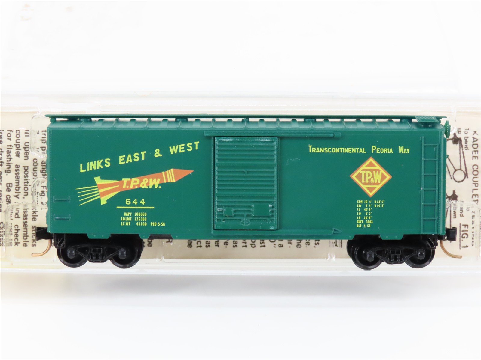N Kadee Micro-Trains MTL 20120 TP&W Toledo Peoria & Western 40' Box Car #644