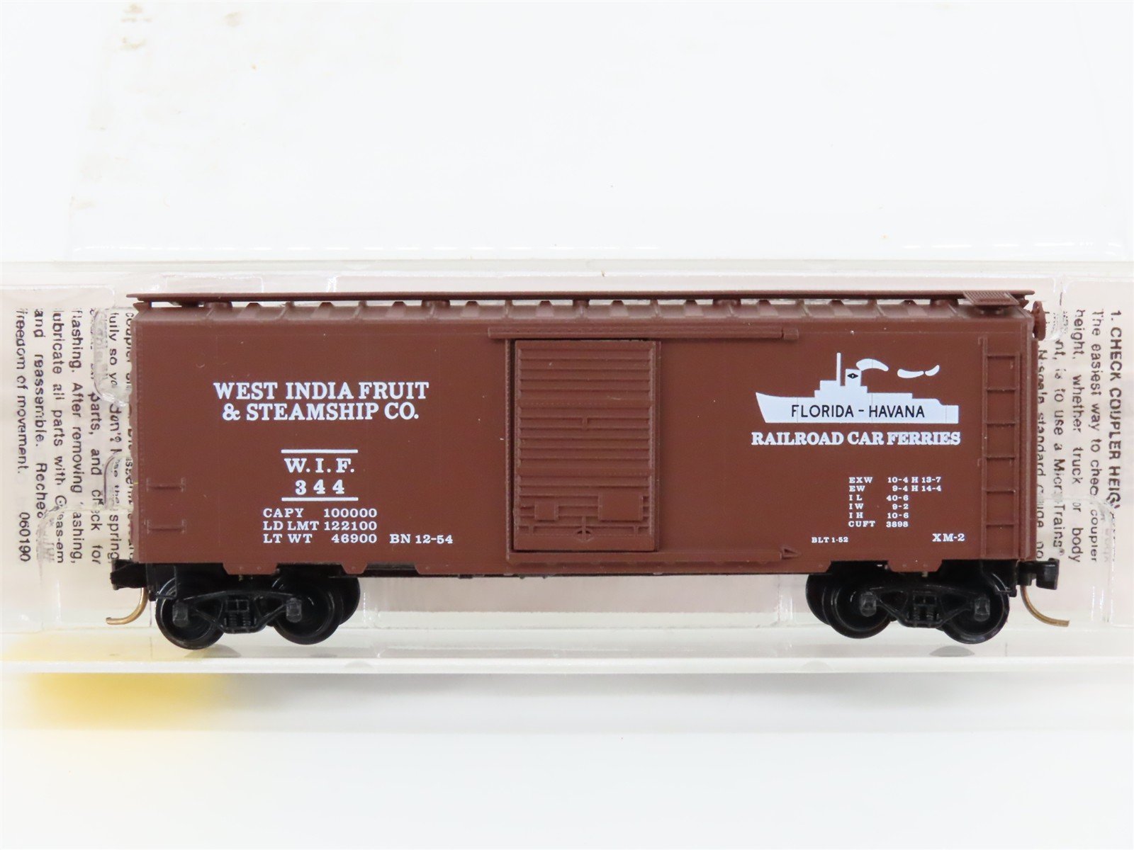 N Scale Micro-Trains MTL 20106 WIF West India Fruit & Steamship 40' Box Car #344