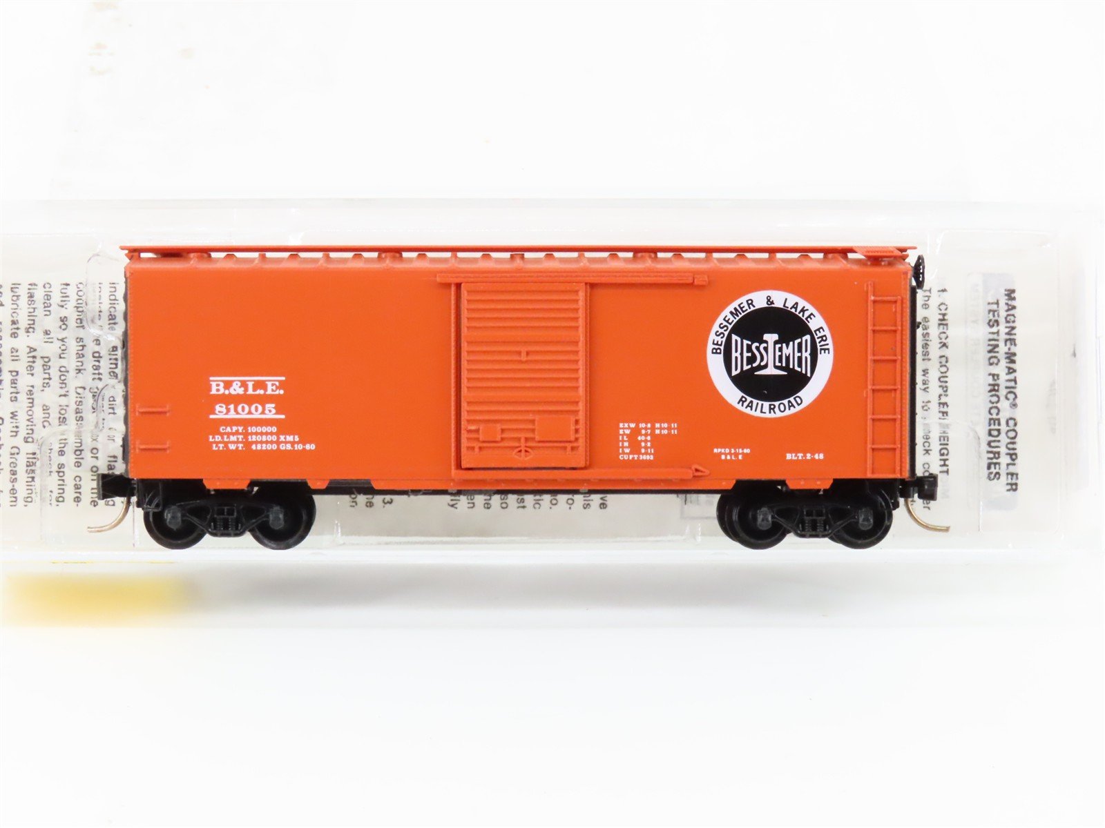 N Scale Micro-Trains MTL 20940 B&LE Bessemer & Lake Erie 40' Box Car #81005