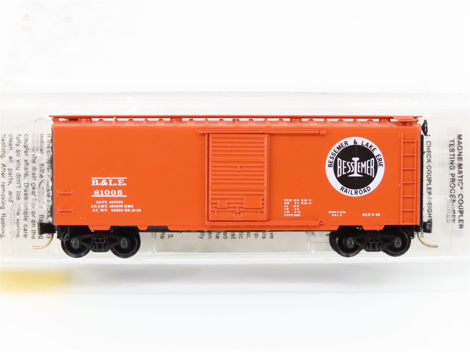 N Scale Micro-Trains MTL 20940 B&LE Bessemer & Lake Erie 40' Box Car #81005