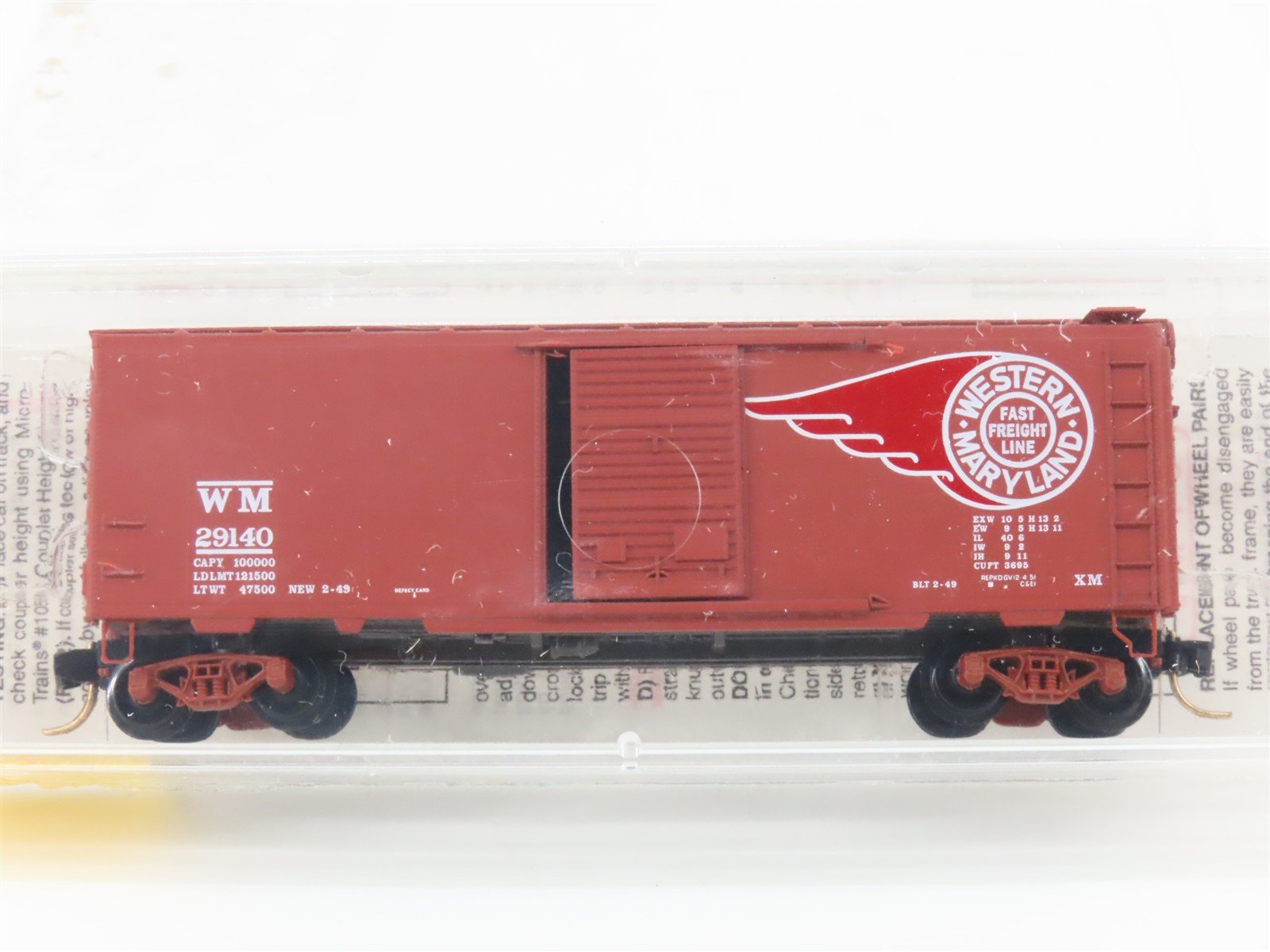 N Scale Micro-Trains MTL 20396 WM Western Maryland Fast Freight 40' Boxcar 29140
