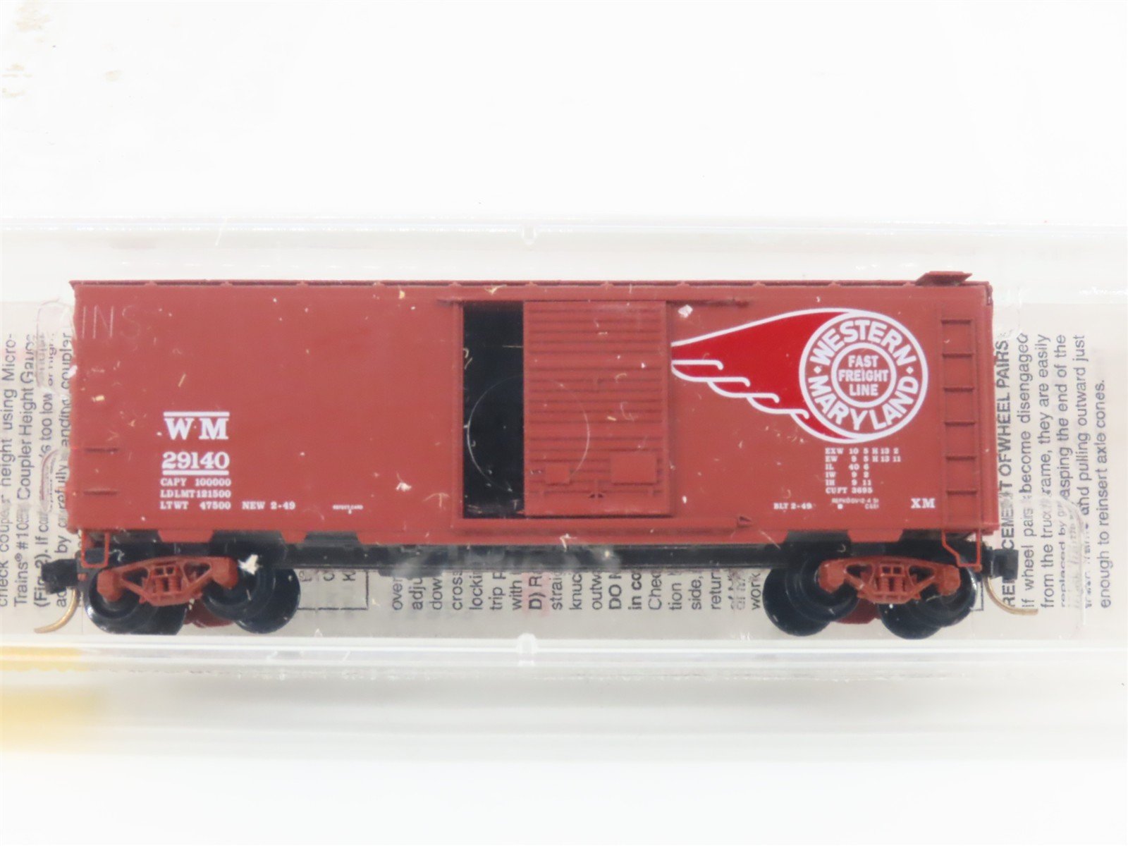 N Scale Micro-Trains MTL 20396 WM Western Maryland Fast Freight 40' Boxcar 29140