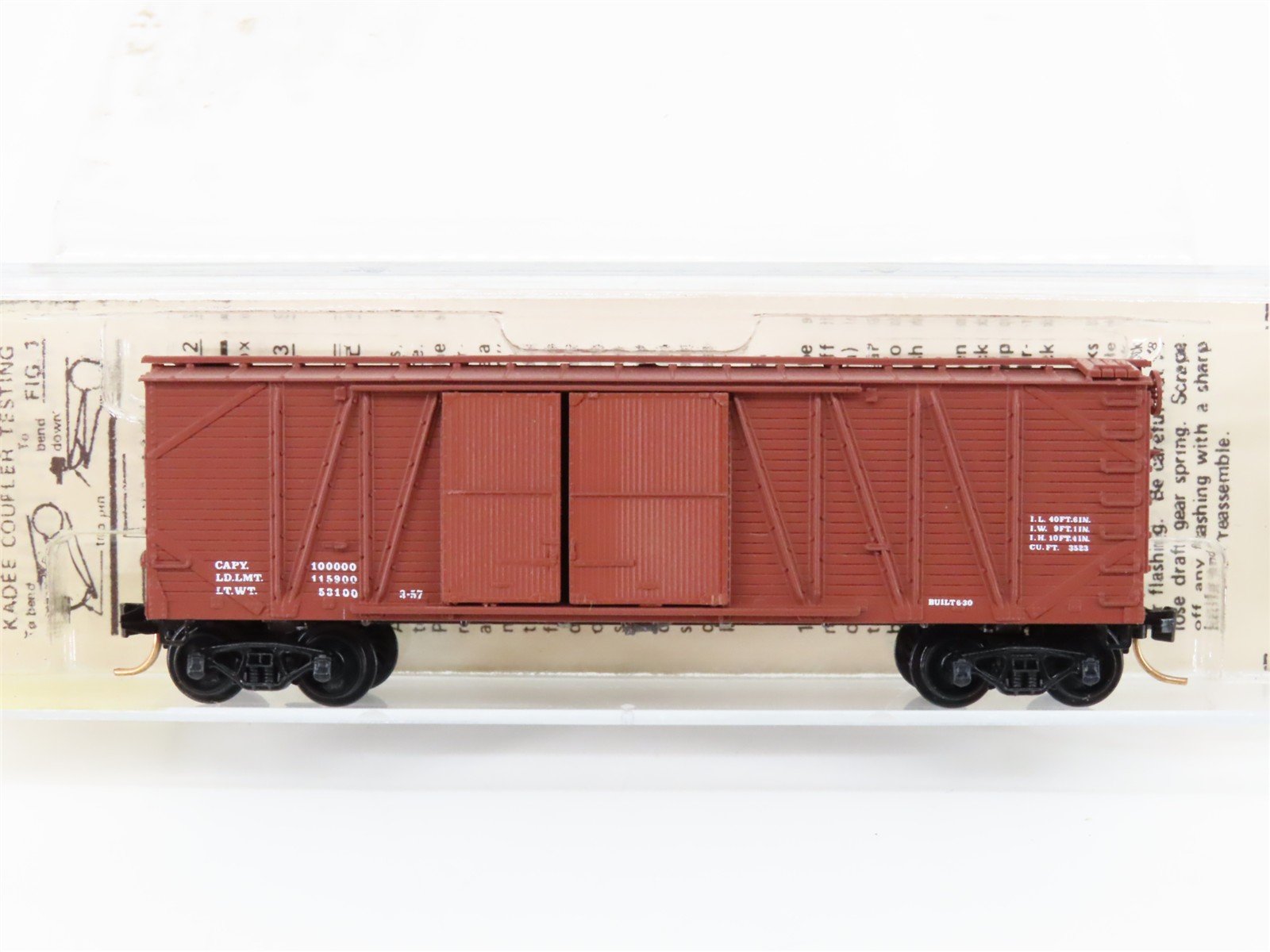 N Scale Kadee Micro-Trains MTL 29000 Dimensional Data 40' 1-1/2 Door Box Car