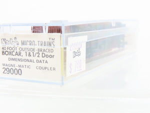 N Scale Kadee Micro-Trains MTL 29000 Dimensional Data 40' 1-1/2 Door Box Car