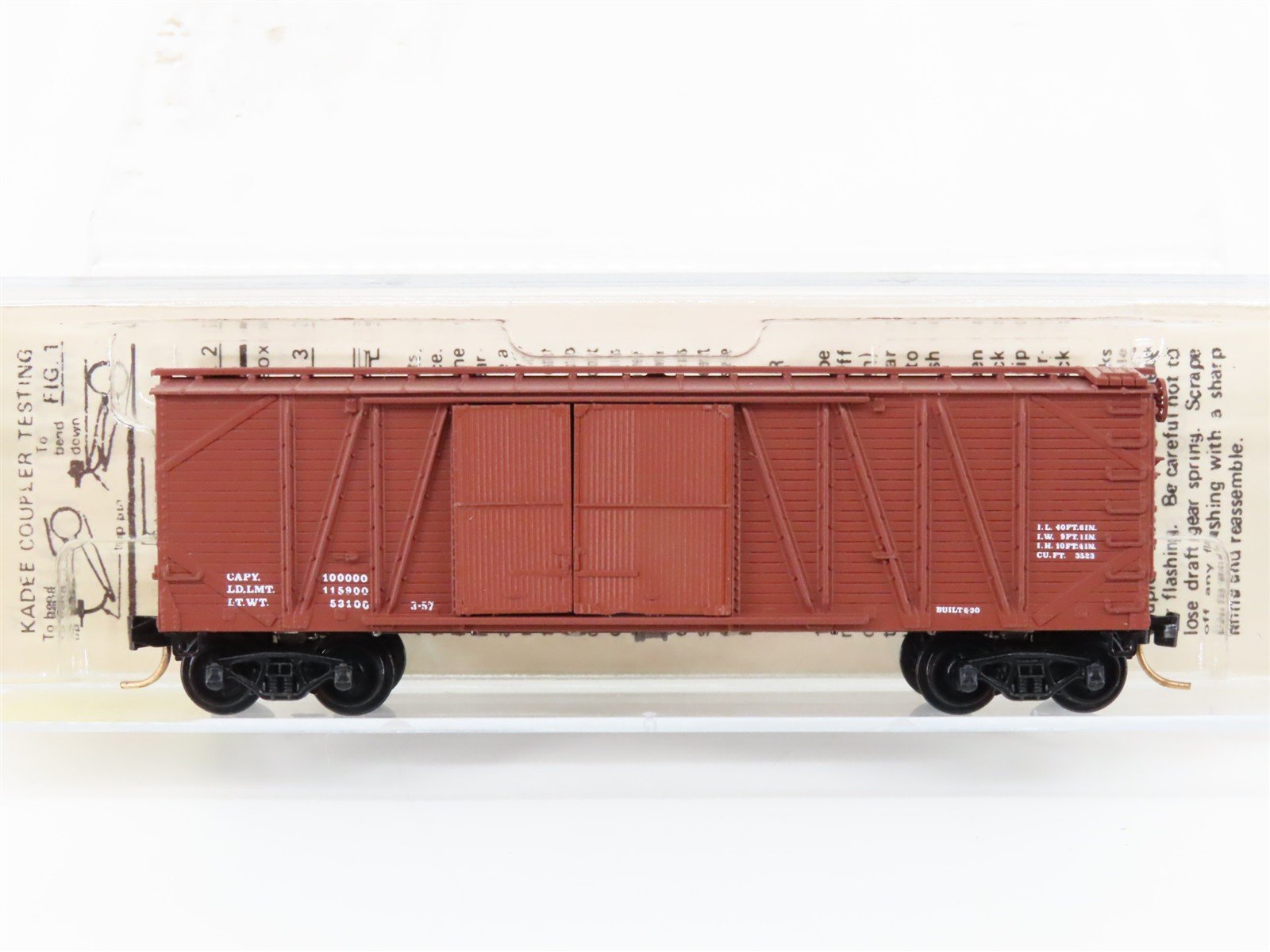 N Scale Kadee Micro-Trains MTL 29000 Dimensional Data 40' 1-1/2 Door Box Car