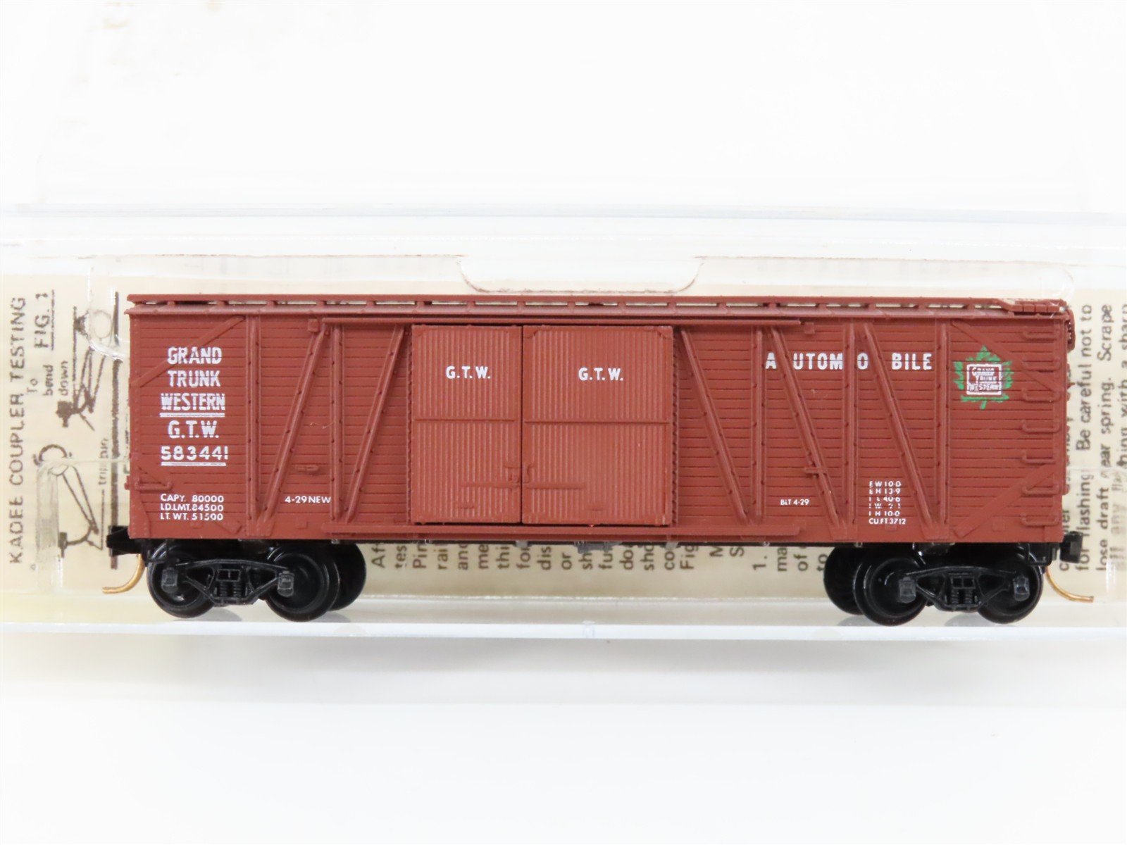 N Scale Kadee Micro-Trains MTL 29010 GTW Grand Trunk Western 40' Box Car #583441