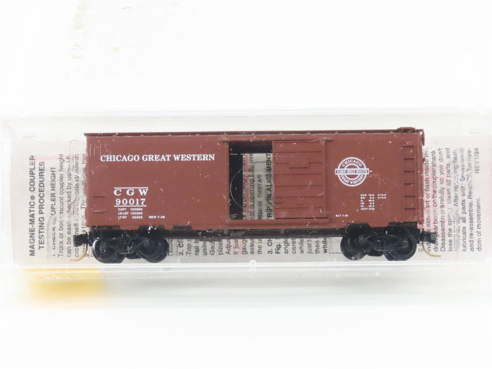N Scale Micro-Trains MTL 20950 CGW Corn Belt Route 40' Single Door Boxcar #90017