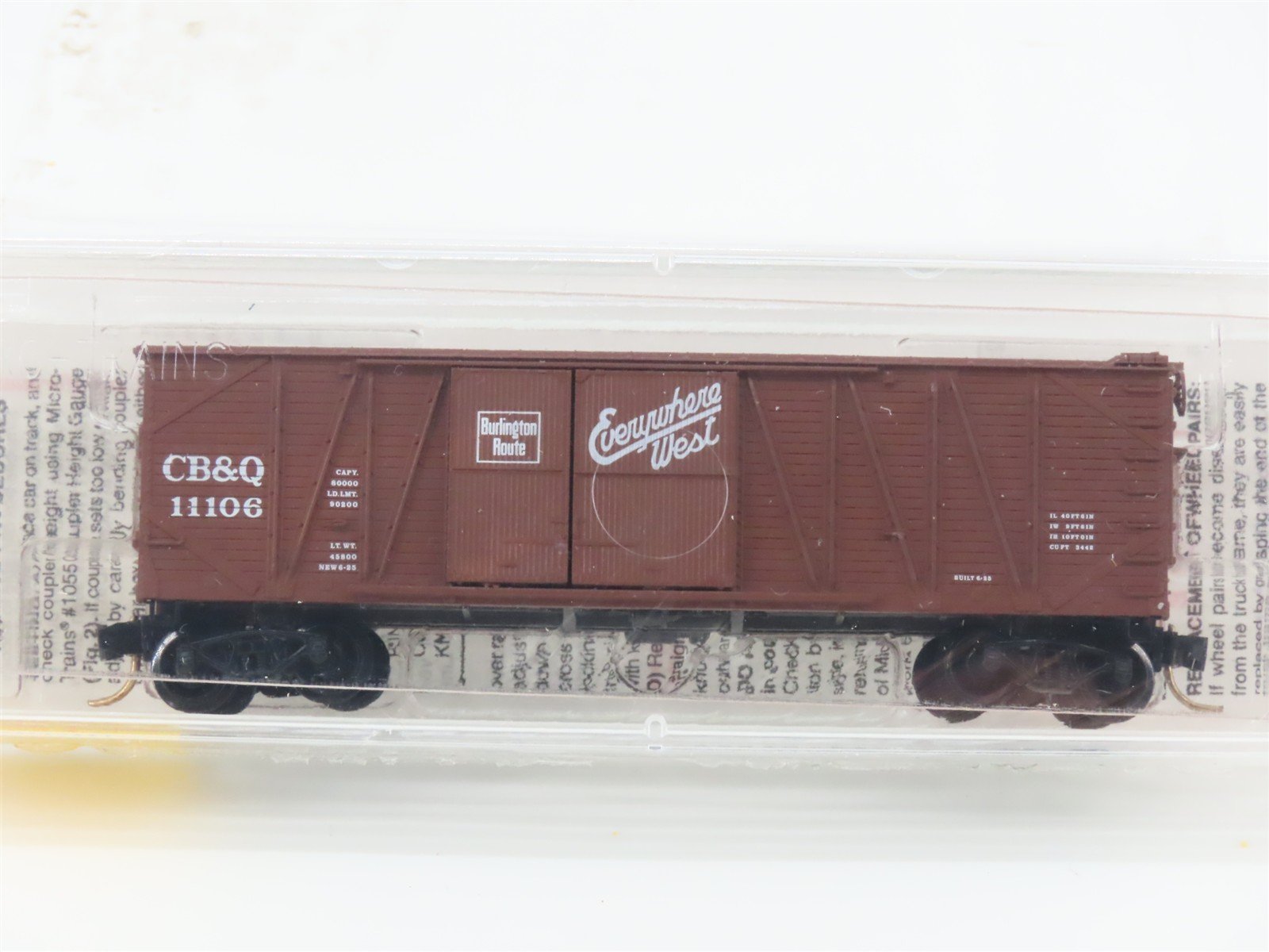 N Micro-Trains MTL 29060 CB&Q Burlington Route Everywhere West 40' Boxcar #11106