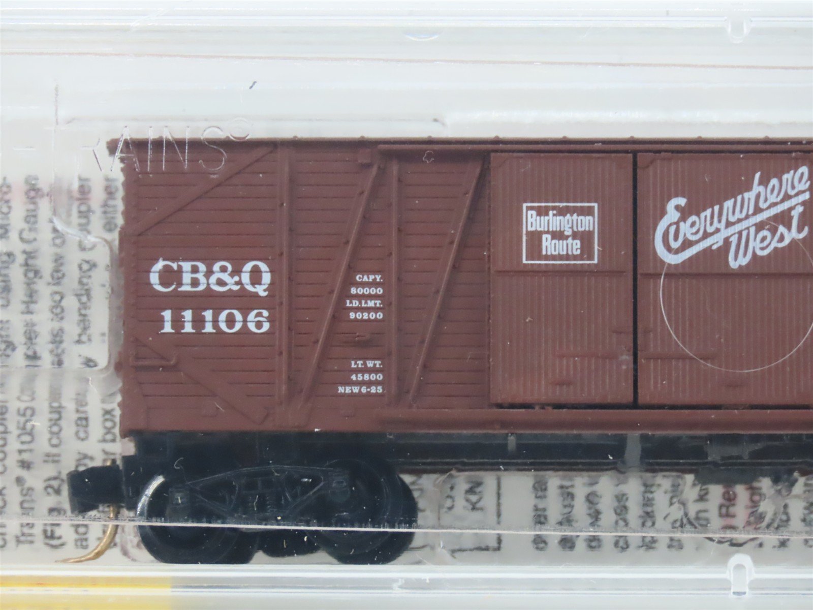 N Micro-Trains MTL 29060 CB&Q Burlington Route Everywhere West 40' Boxcar #11106