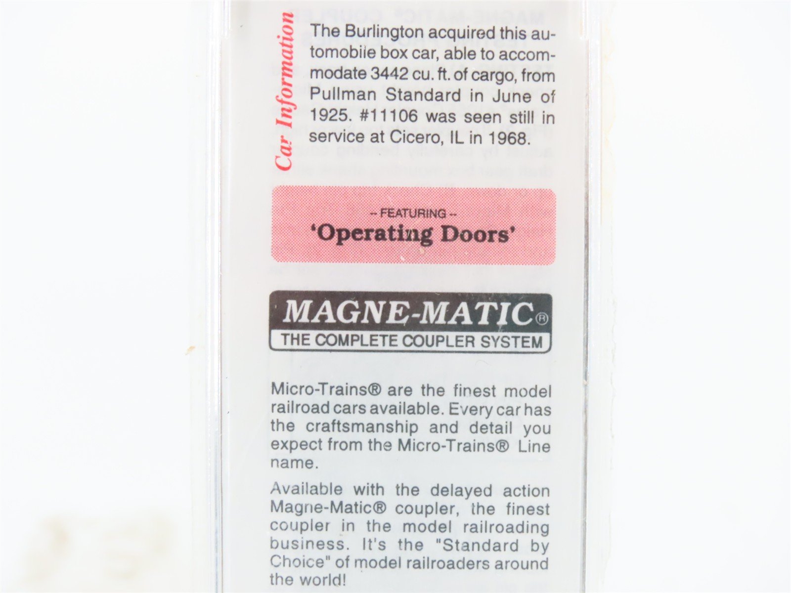 N Micro-Trains MTL 29060 CB&Q Burlington Route Everywhere West 40' Boxcar #11106