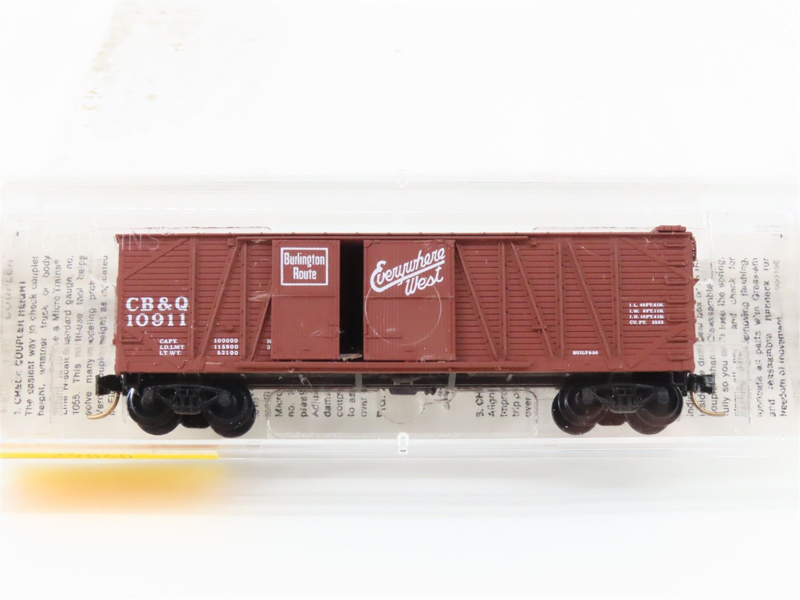N Micro-Trains MTL 29060 CB&Q Burlington Route Everywhere West 40' Boxcar #10911