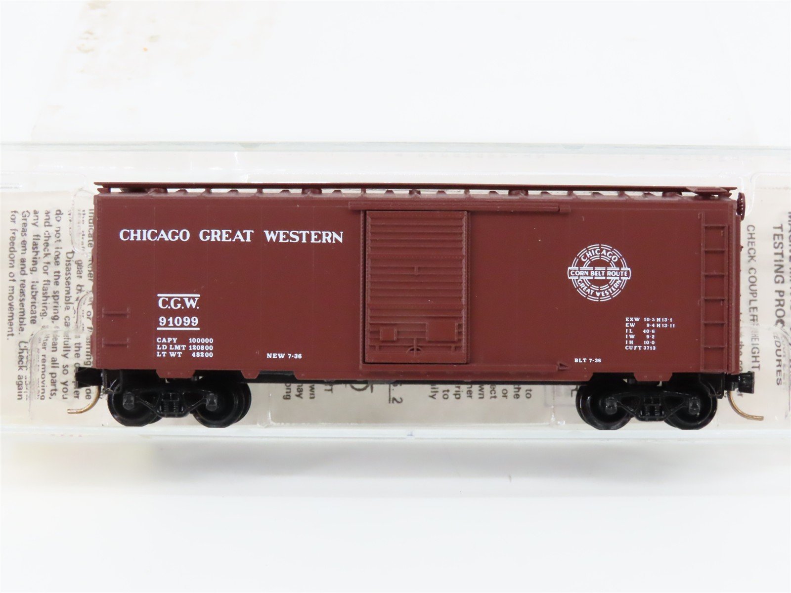 N Scale Kadee Micro-Trains MTL 20950 CGW Corn Belt Route 40' Box Car #91099