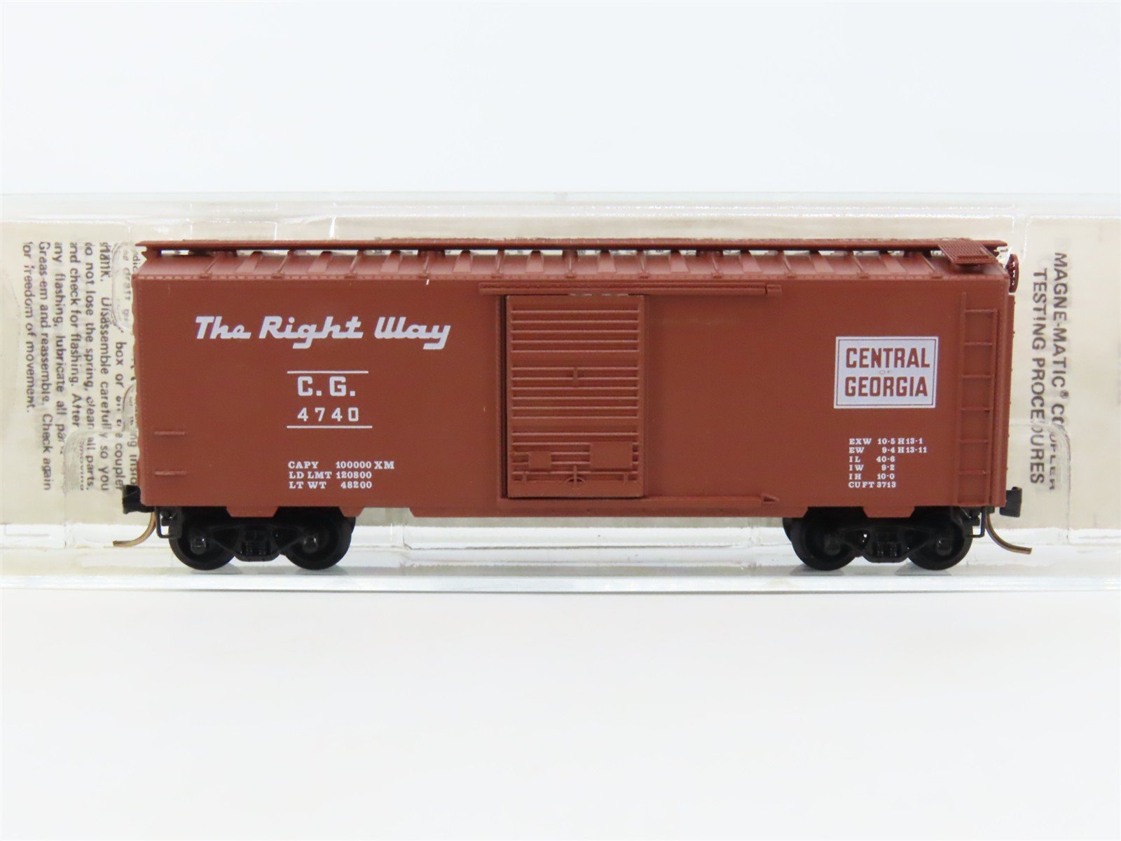 N Scale Kadee Micro-Trains MTL 20920 CG Central Of Georgia 40' Box Car #4740