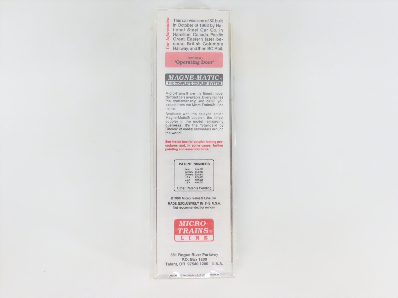 N Scale Micro-Trains MTL 22070 PGE Pacific Great Eastern 40' Box Car #4942