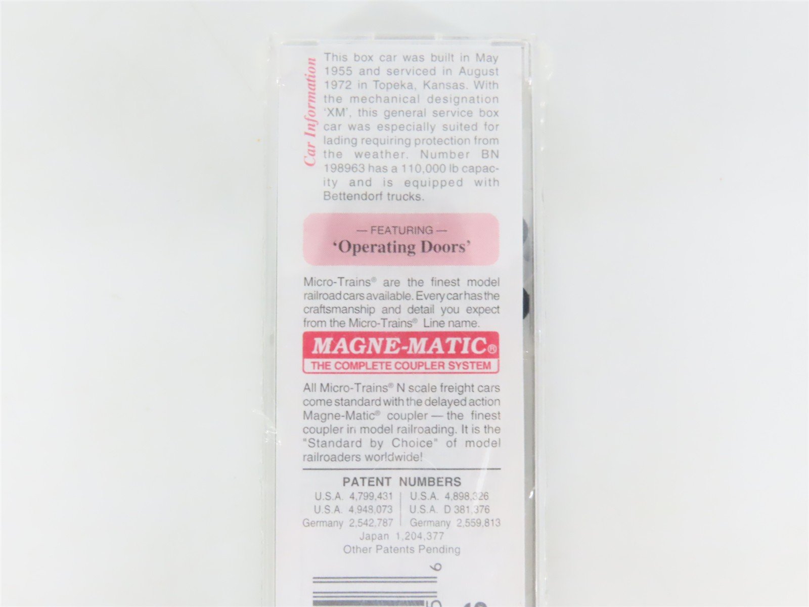 N Scale Micro-Trains MTL 23080 BN Burlington Northern 40' Box Car #198963
