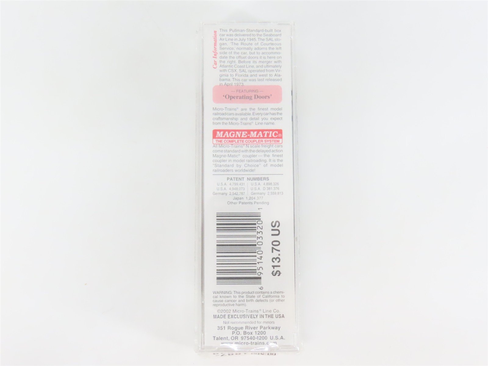 N Scale Micro-Trains MTL 23050 SAL Route Of Courteous Service 40' Box Car #22297