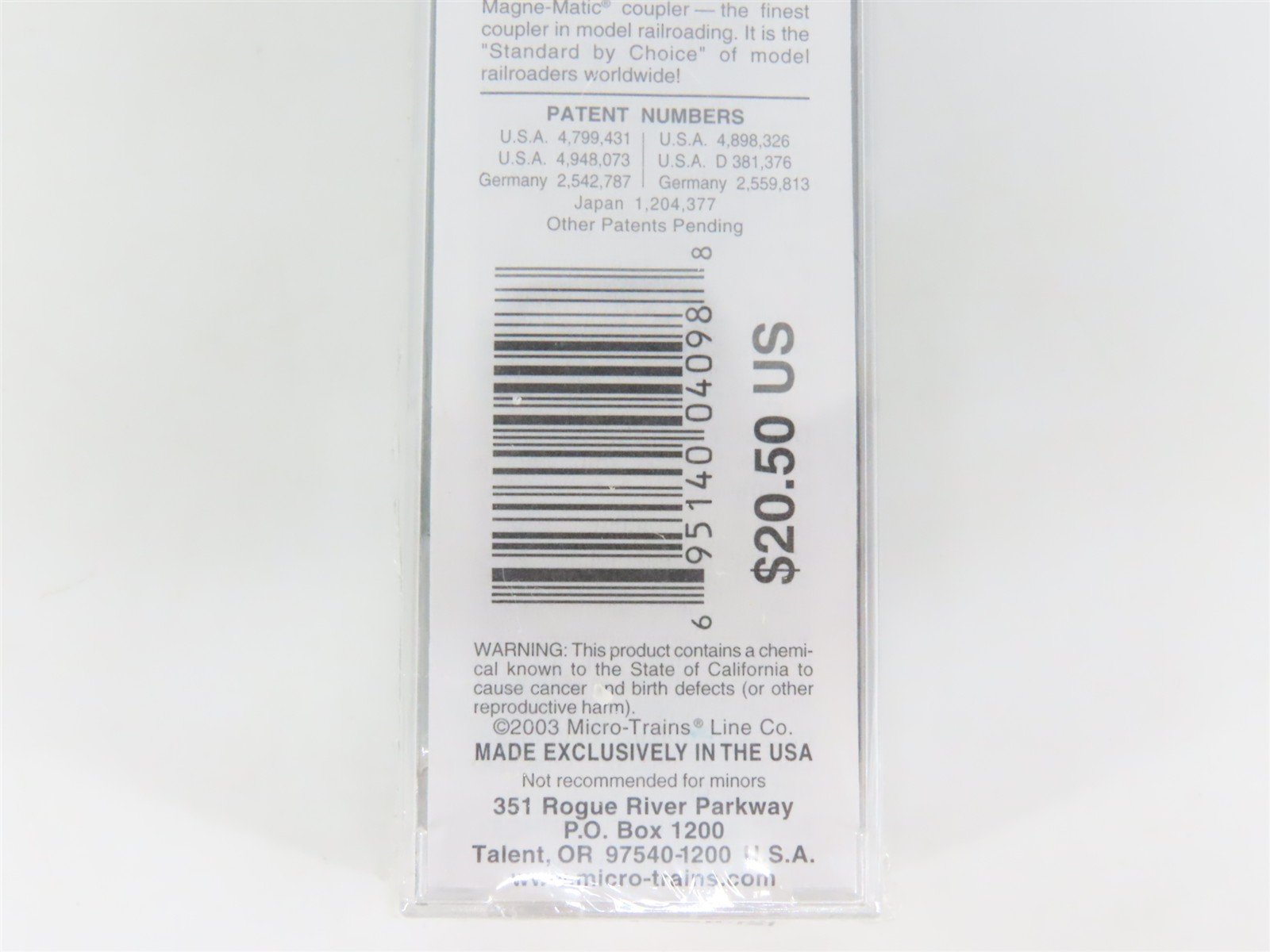 N Scale Micro-Trains MTL 25630 ASAB The Bay Line 50' Rib Side Box Car #7208