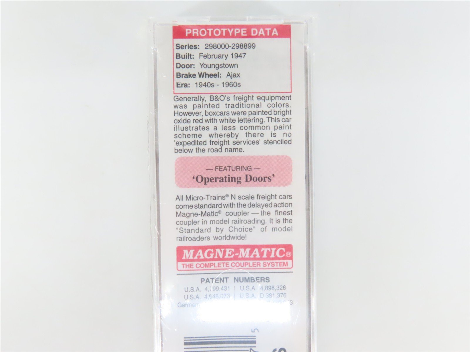 N Scale Micro-Trains MTL 23040 B&O Baltimore & Ohio 40' Box Car #298895