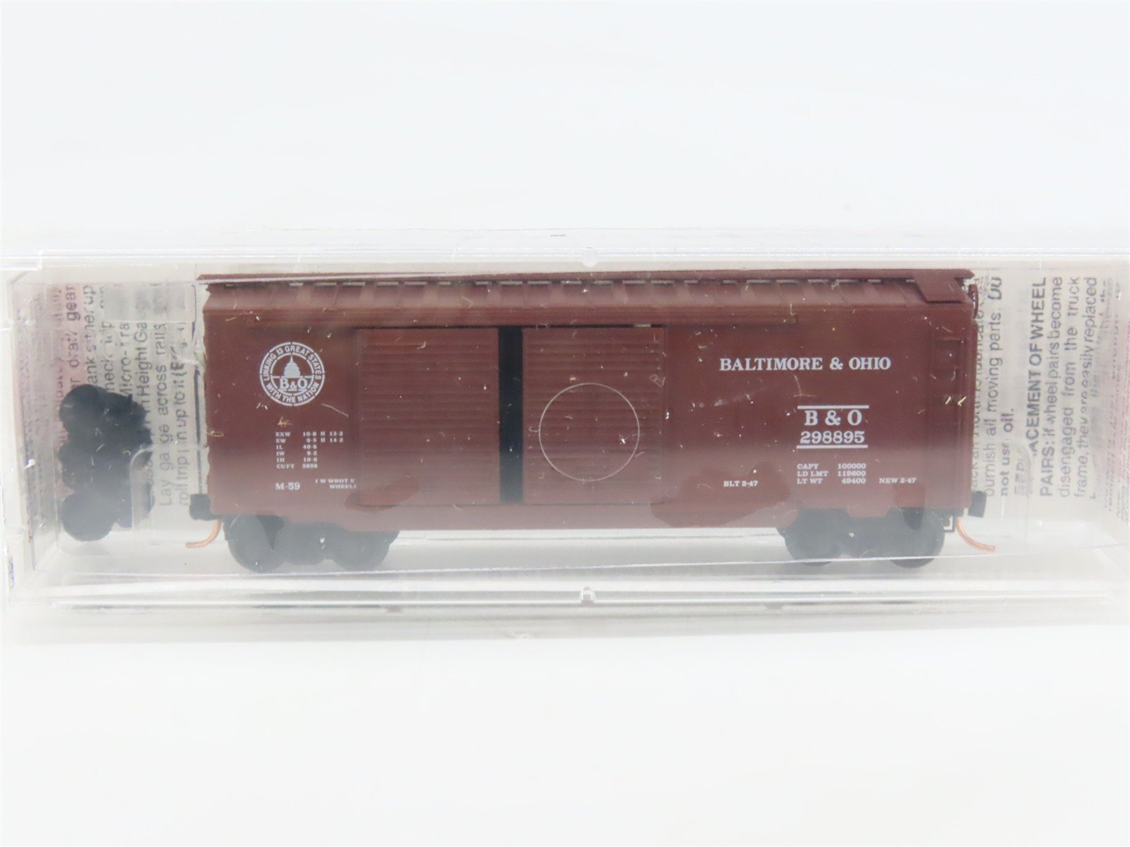 N Scale Micro-Trains MTL 23040 B&O Baltimore & Ohio 40' Box Car #298895