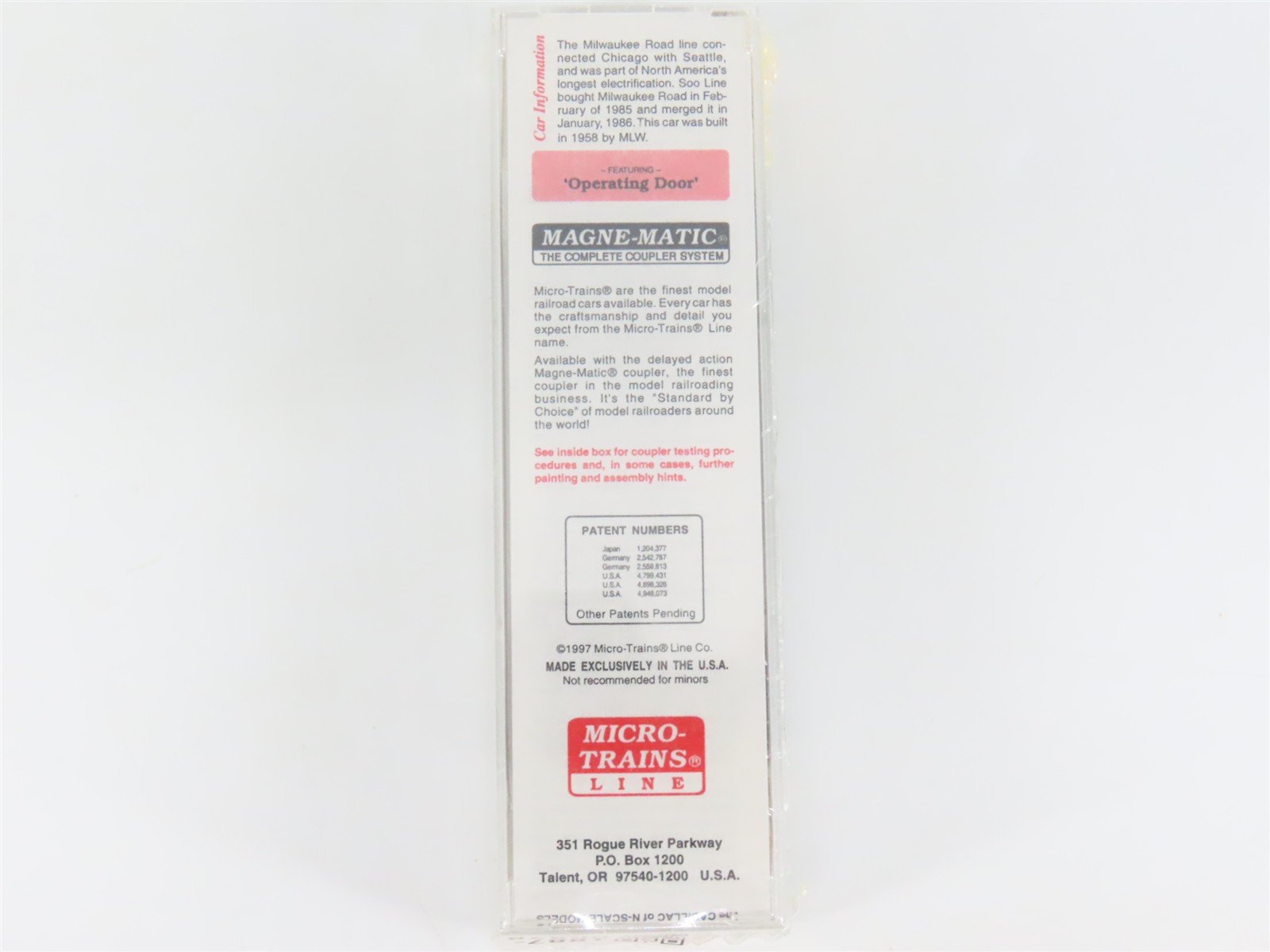 N Scale Micro-Trains MTL 22180 MILW Milwaukee Road 40' Box Car #29960
