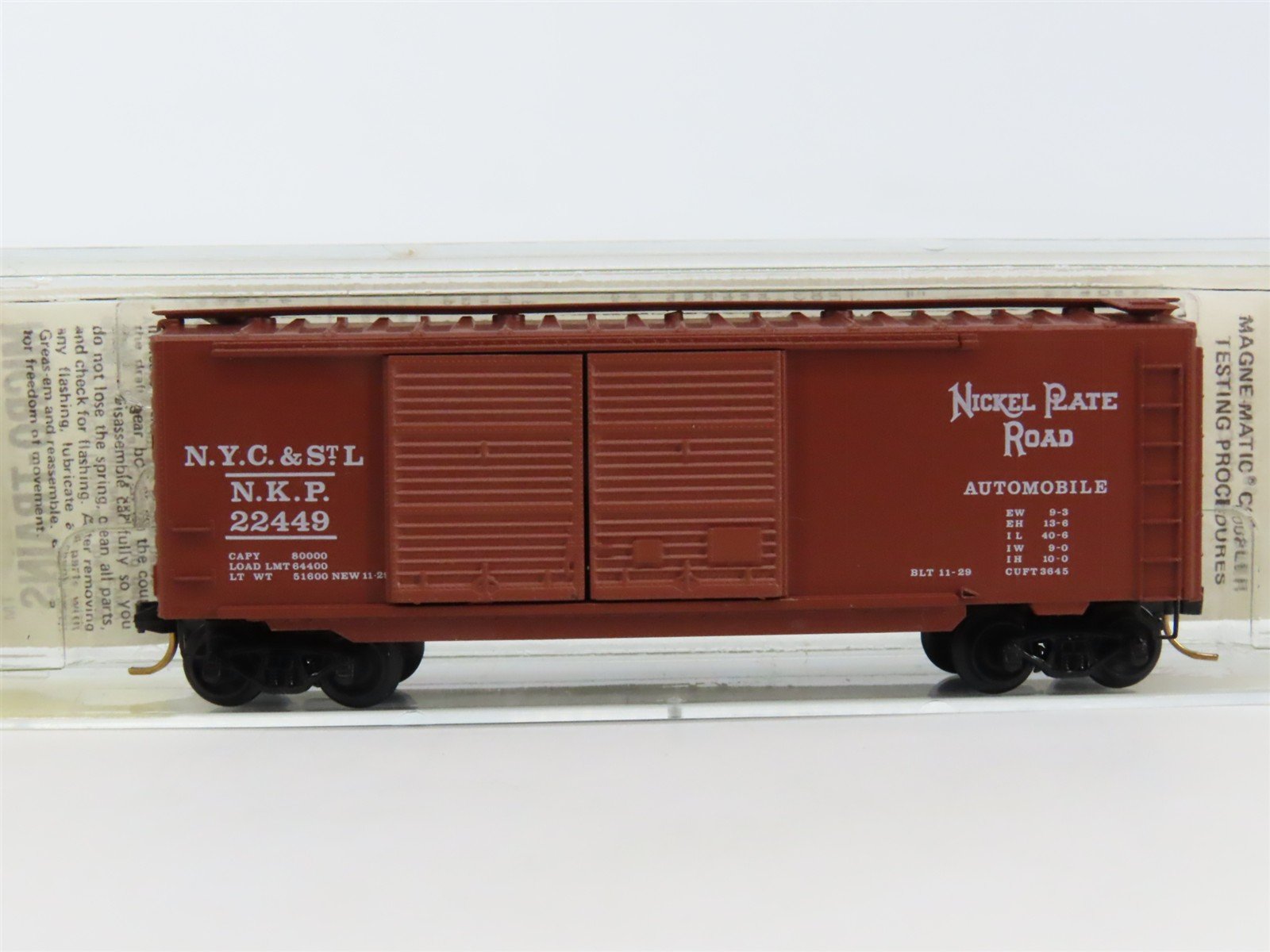 N Kadee Micro-Trains MTL 23100 NYC&StL NKP Nickel Plate Road 40' Box Car #22449