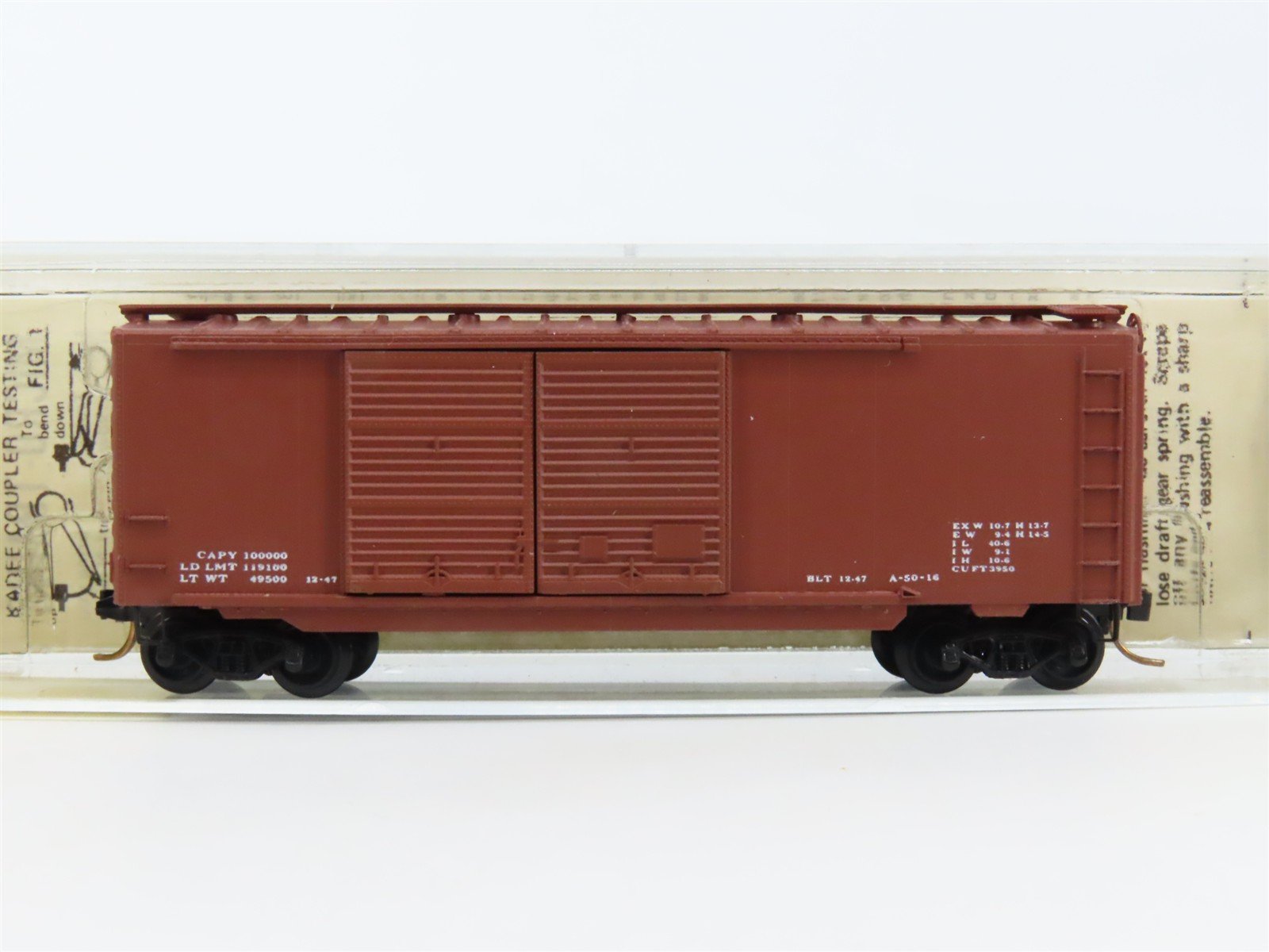 N Scale Kadee Micro-Trains MTL 23000 Dimensional Data 40' Double Door Box Car
