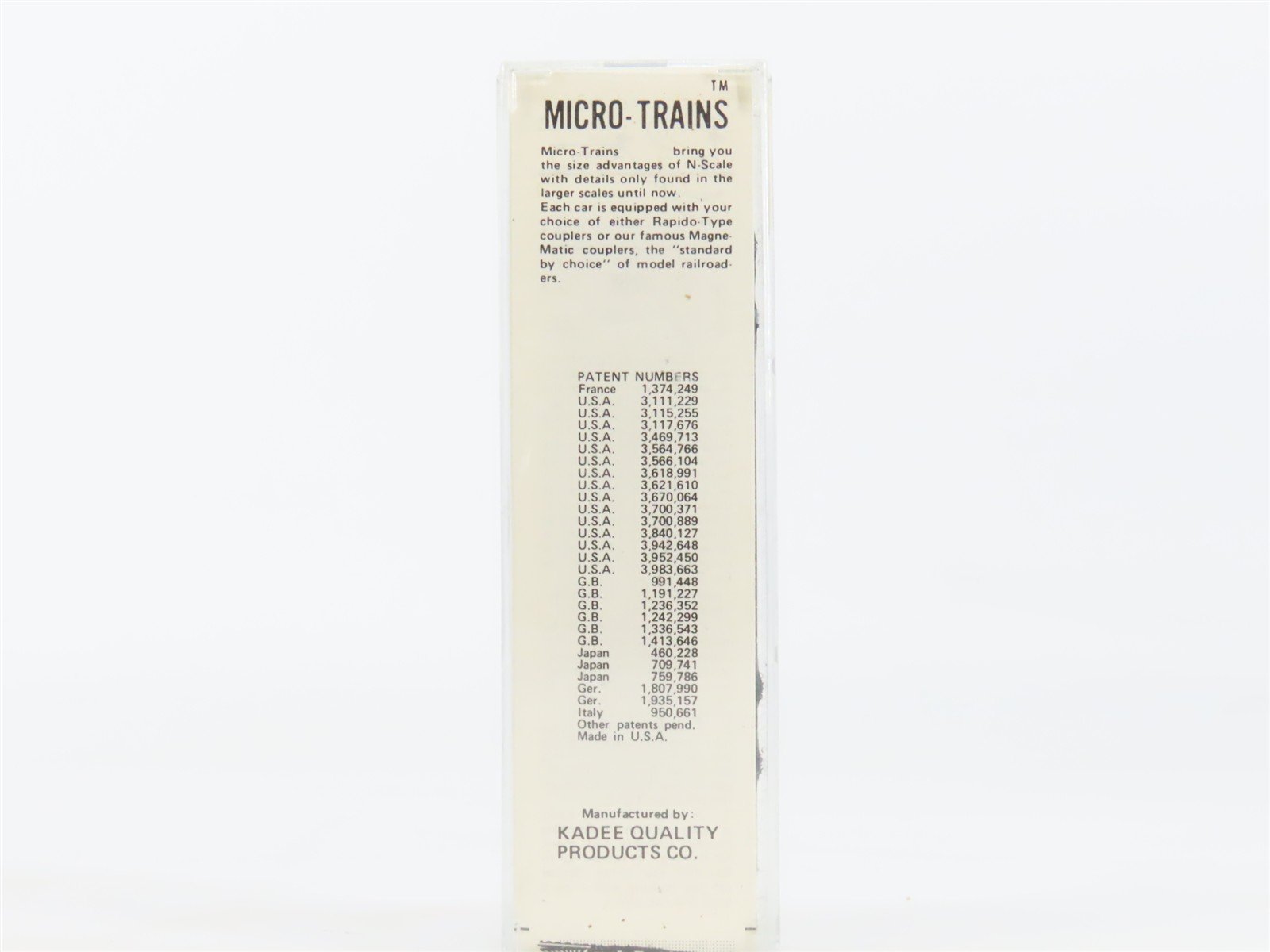 N Scale Kadee Micro-Trains MTL 23000 Dimensional Data 40' Double Door Box Car