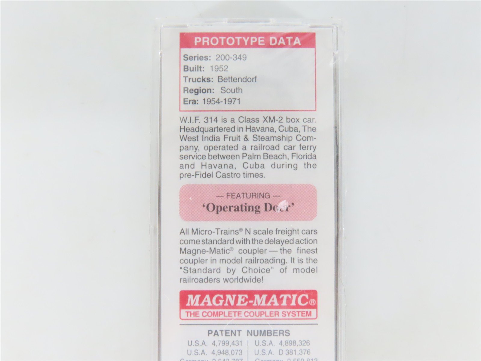 N Scale Micro-Trains MTL 20370 WIF West India Fruit & Steamship 40' Box Car #314
