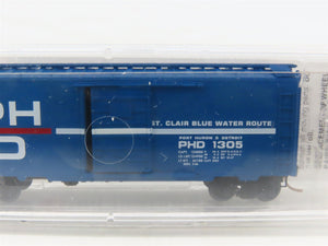 N Scale Micro-Trains MTL 20150 PHD St. Clair Blue Water Route 40' Box Car #1305
