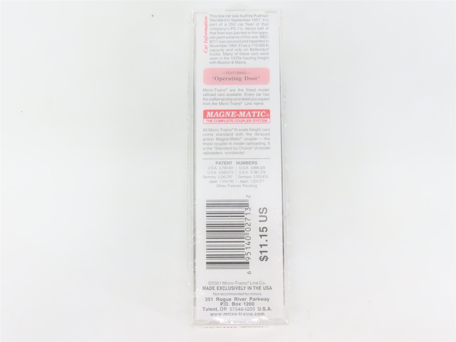 N Micro-Trains MTL 20220 MEC Maine Central Pine Tree Route 40' Box Car #8217