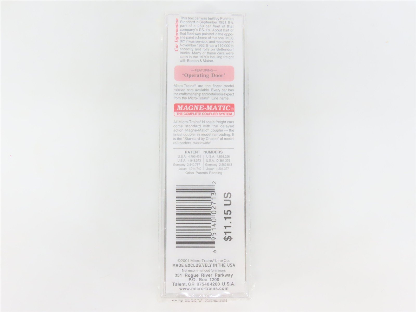 N Micro-Trains MTL 20220 MEC Maine Central Pine Tree Route 40' Box Car #8217
