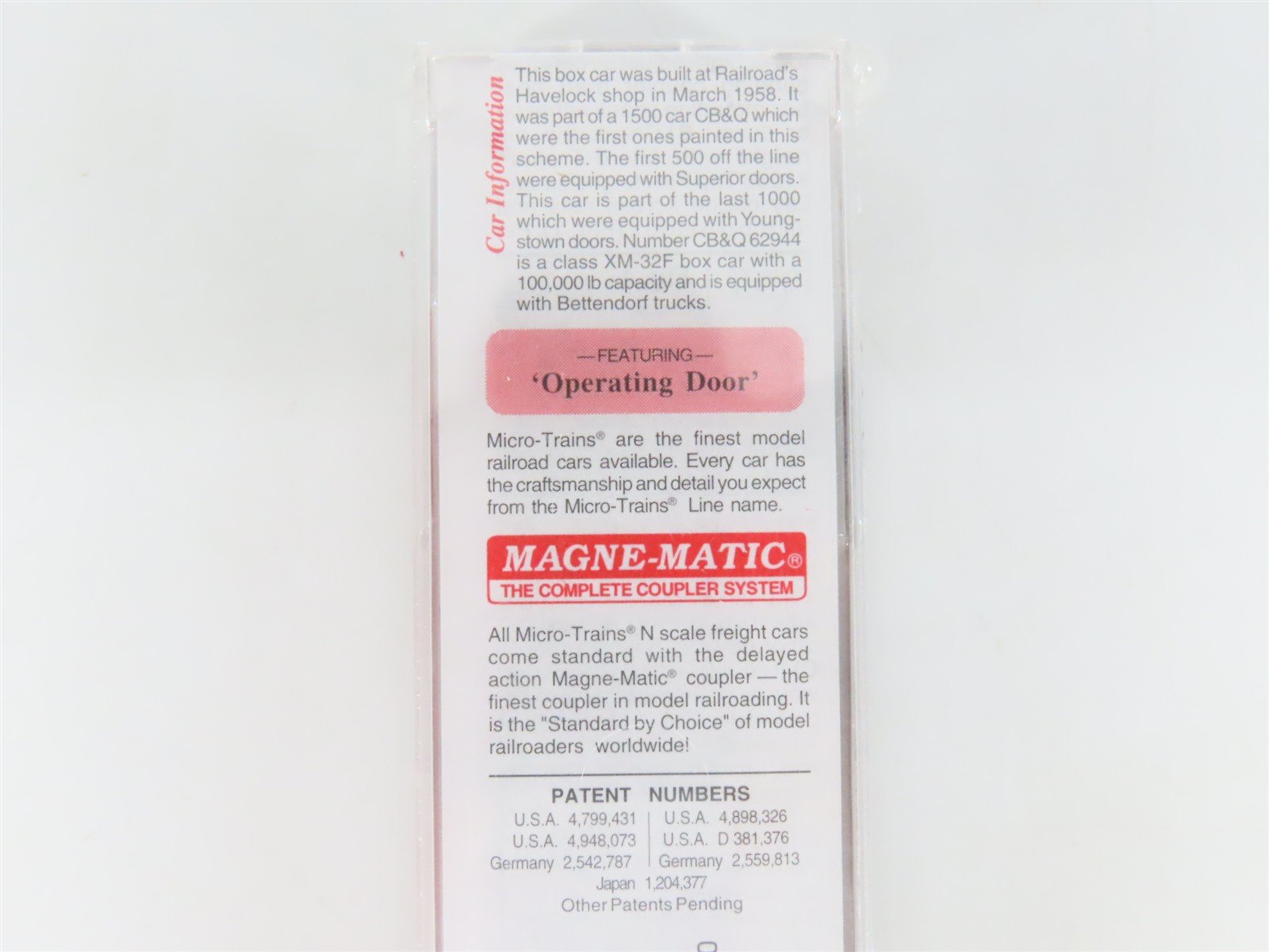 N Scale Micro-Trains MTL 20170 CB&Q Burlington Route 40' Box Car #62944