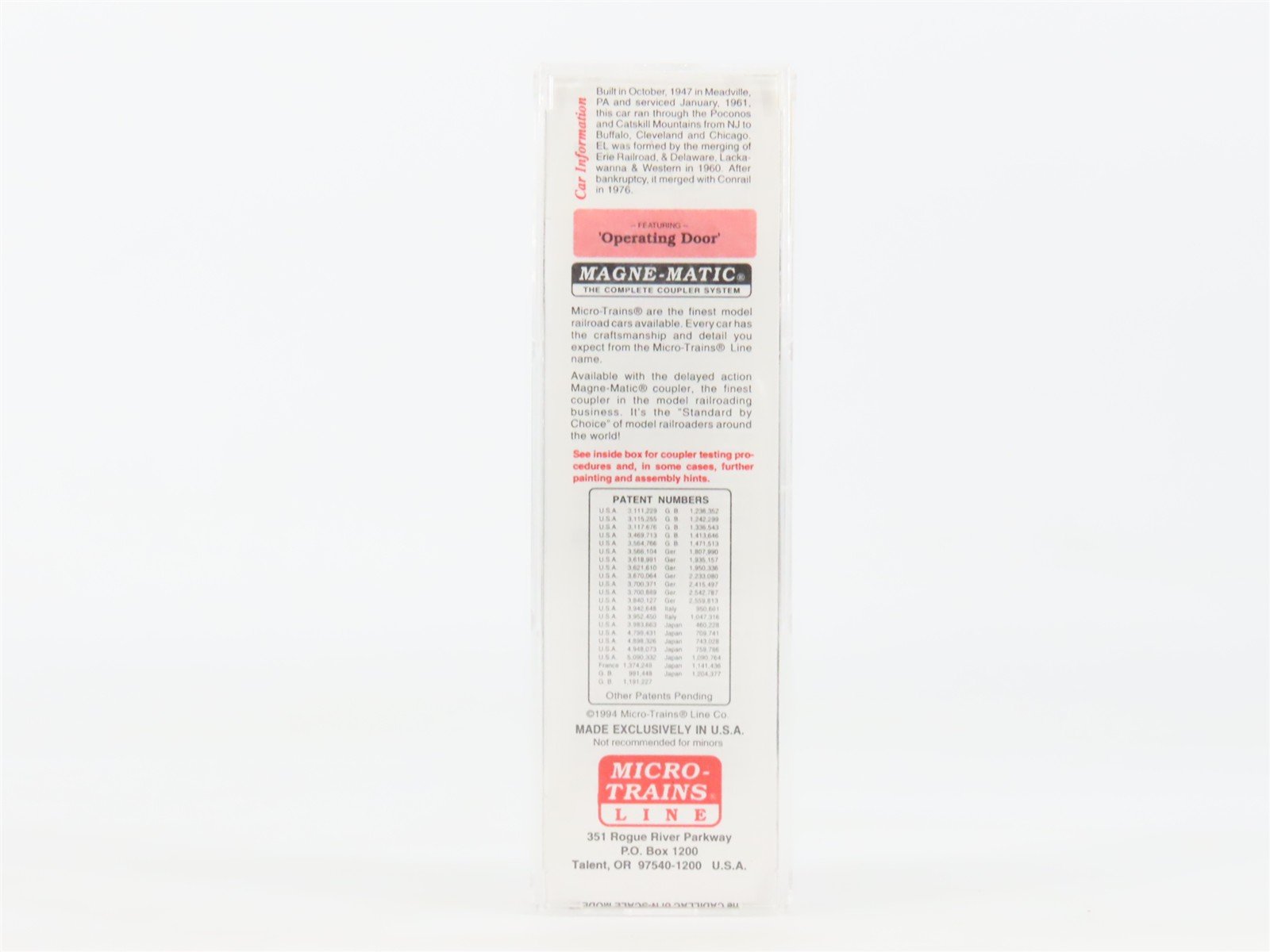 N Scale Micro-Trains MTL 20360 EL Erie Lackawanna 40' Single Door Box Car #74632