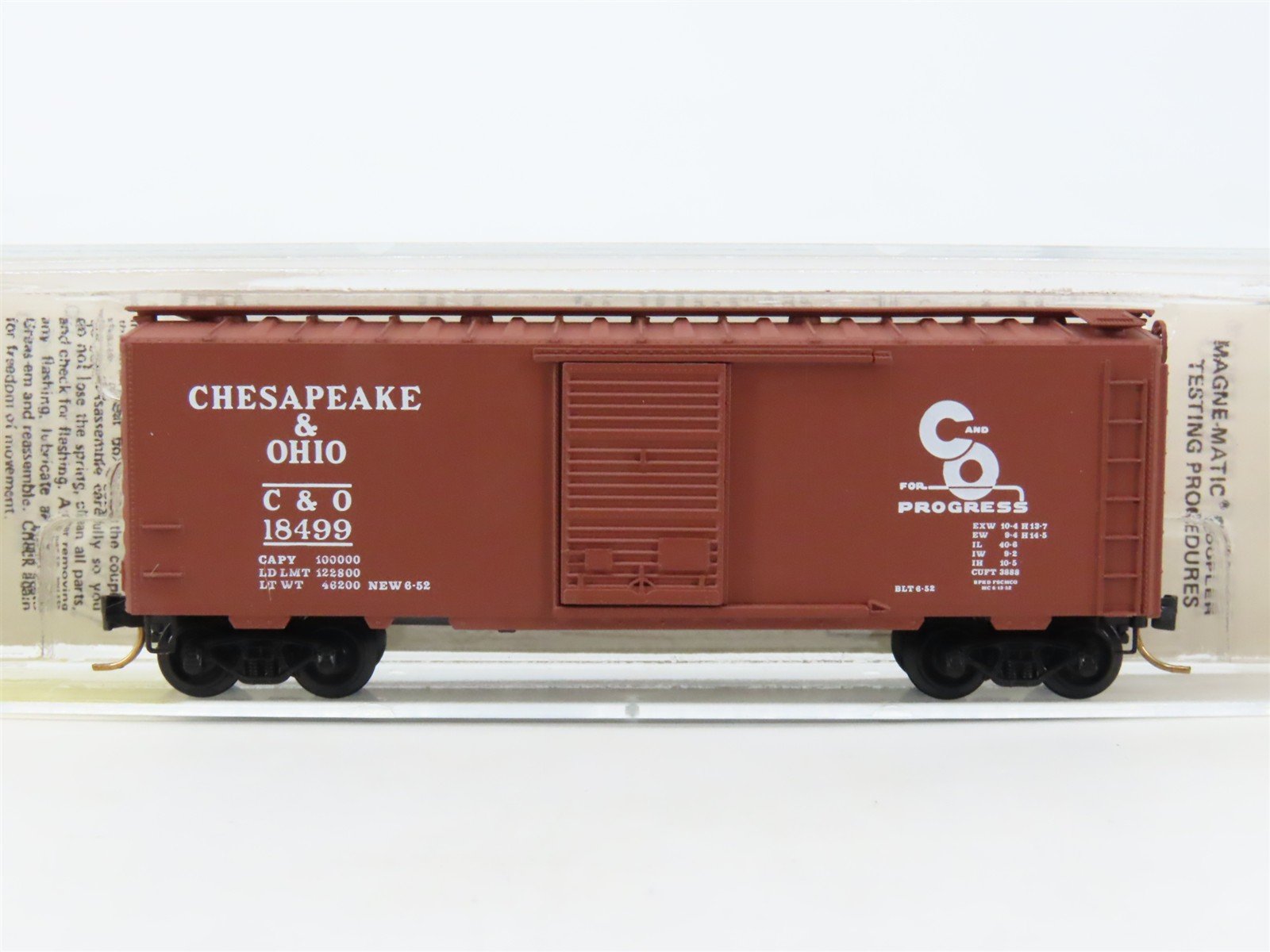 N Kadee Micro-Trains MTL 20440 C&O Chesapeake & Ohio Progress 40' Box Car #18499