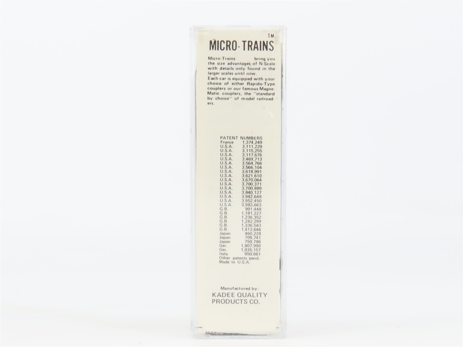N Scale Kadee Micro-Trains MTL 31000 Dimensional Data 50' Single Door Box Car