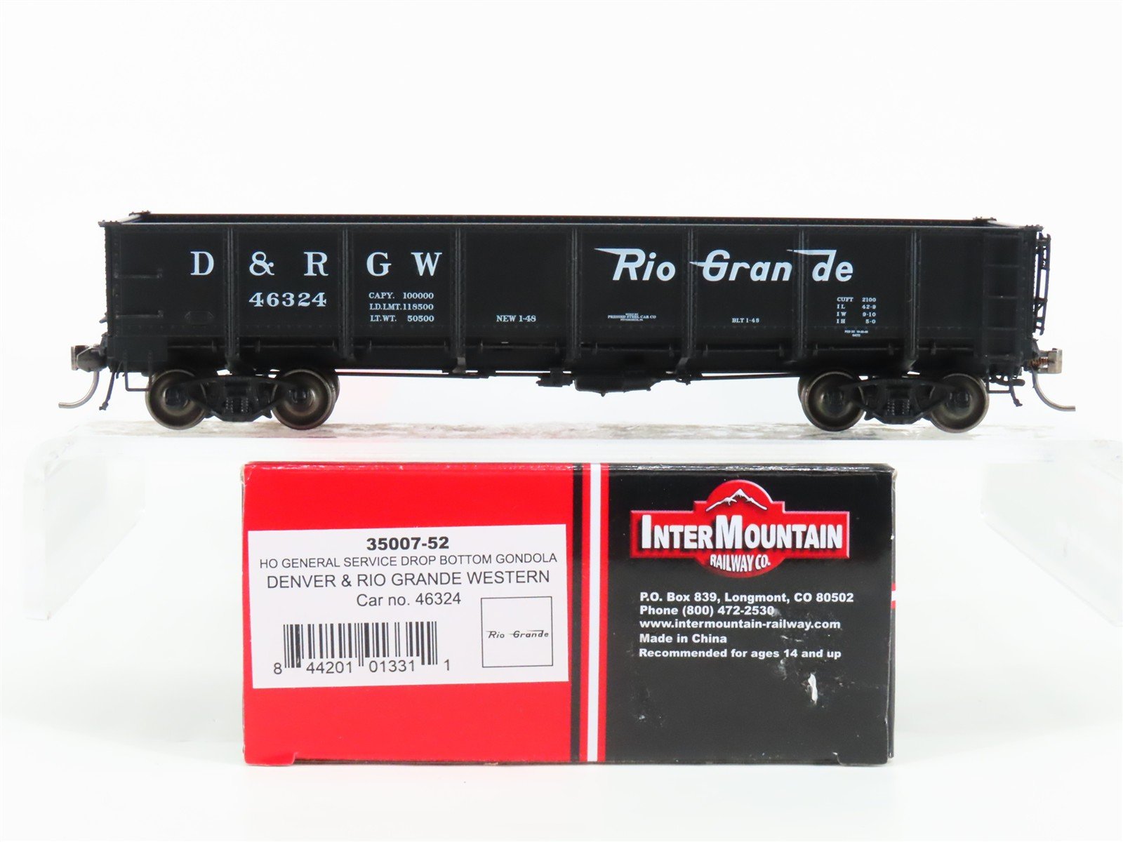 HO Scale InterMountain 35007-52 D&RGW Rio Grande Drop-Bottom Gondola #46324
