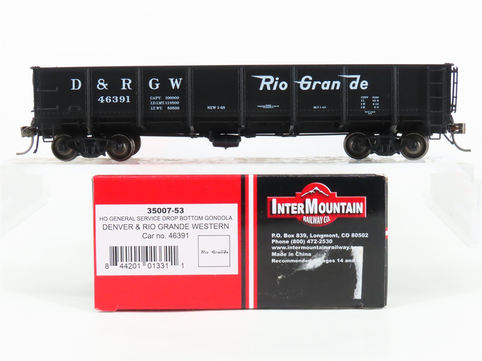HO Scale InterMountain 35007-53 D&RGW Rio Grande Drop-Bottom Gondola #46391