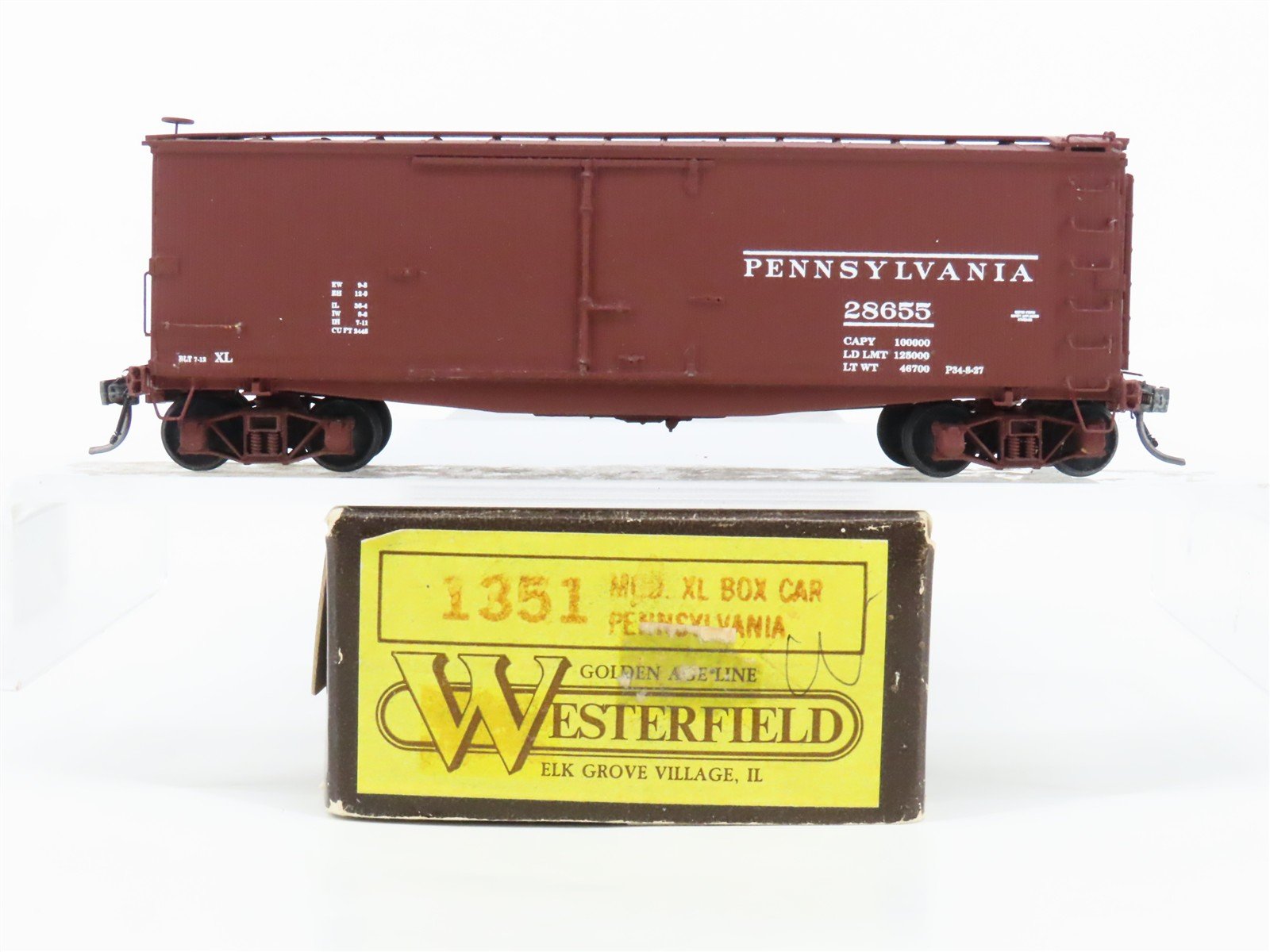 HO Westerfield 1351 PRR Pennsylvania 36' Wood Box Car #28655 Custom - UPGRADED