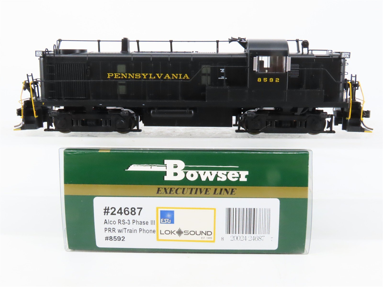 HO Bowser Executive 24687 PRR Pennsylvania ALCO RS-3 Diesel #8592 w/ DCC & Sound