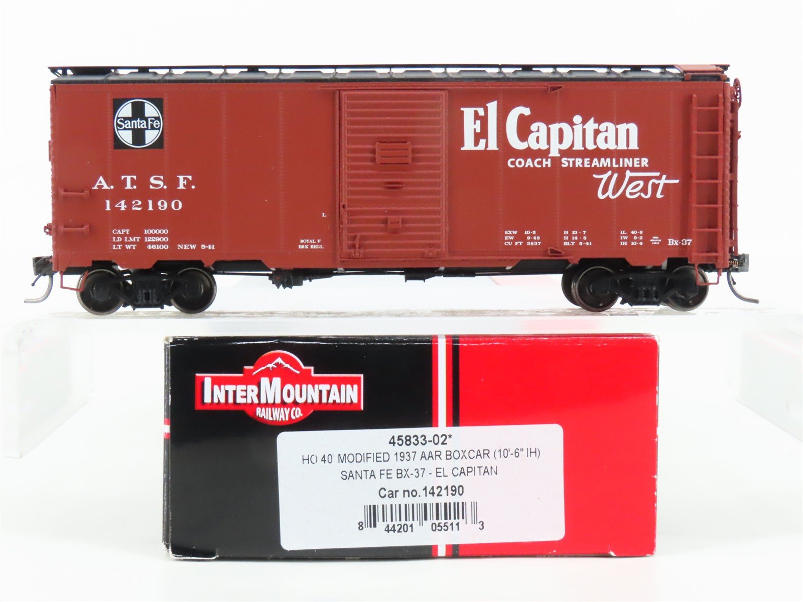 HO Scale Intermountain 45833-02 ATSF Santa Fe 40' 1937 AAR Boxcar #142190