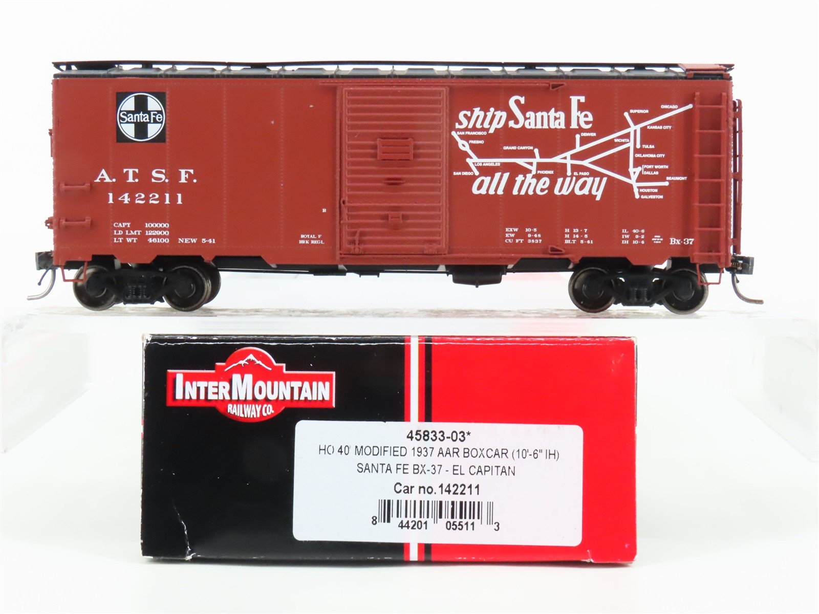 HO Scale Intermountain 45833-03 ATSF Santa Fe 40' 1937 AAR Boxcar #142211
