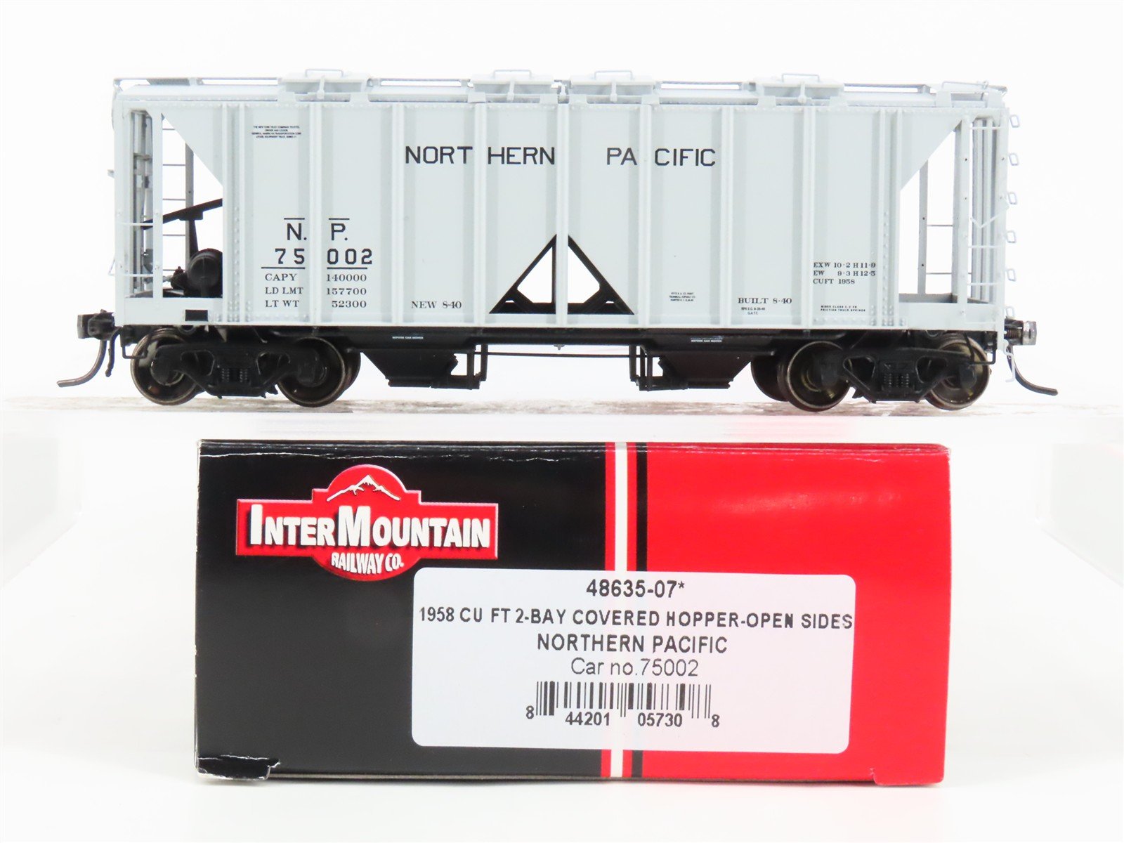 HO Scale Intermountain 48635-07 NP Northern Pacific 2-Bay Covered Hopper #75002
