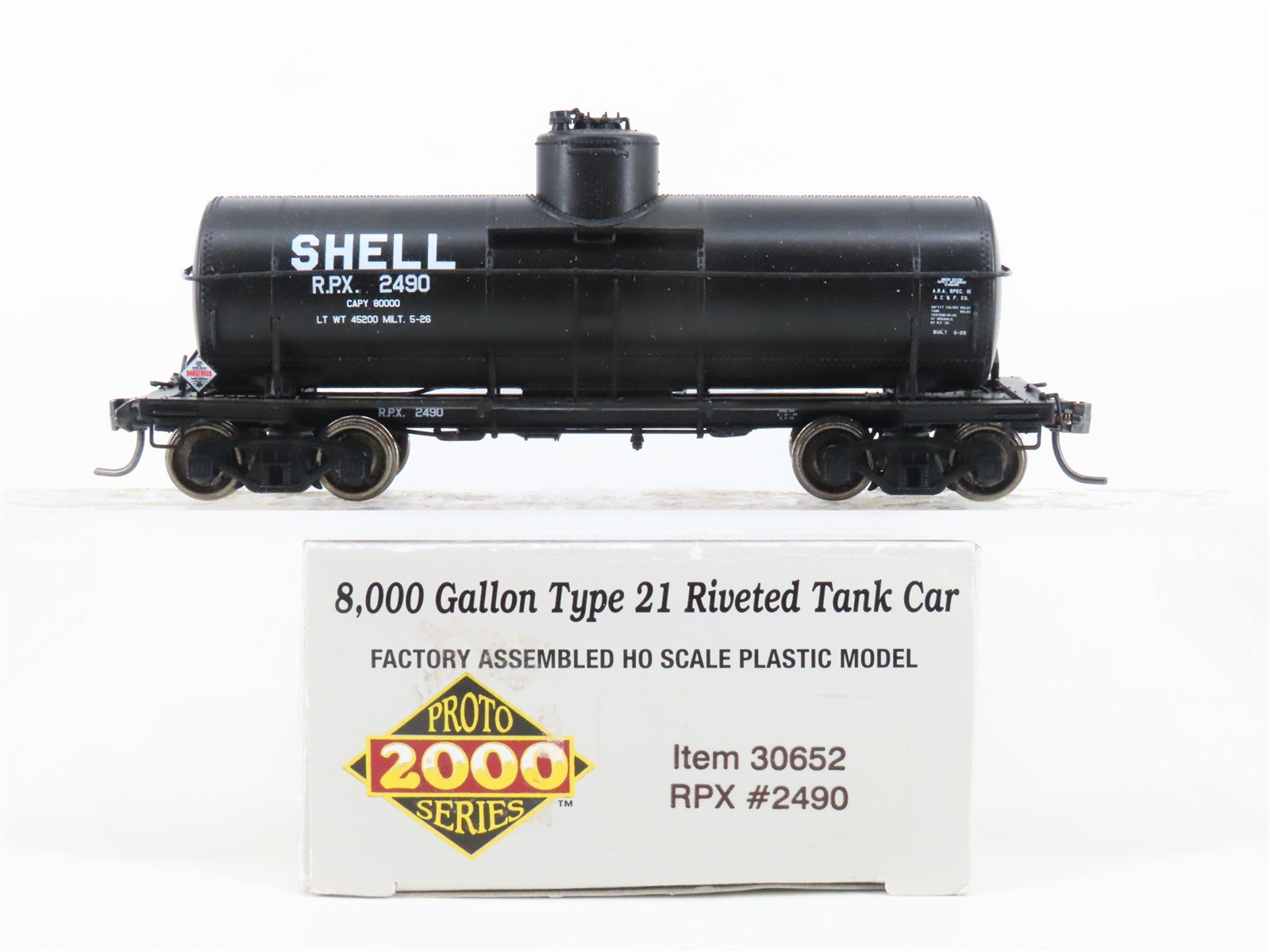 HO Scale Proto 2000 30652 RPX Shell 8k Gal Type 21 Single Dome Tankcar #2490