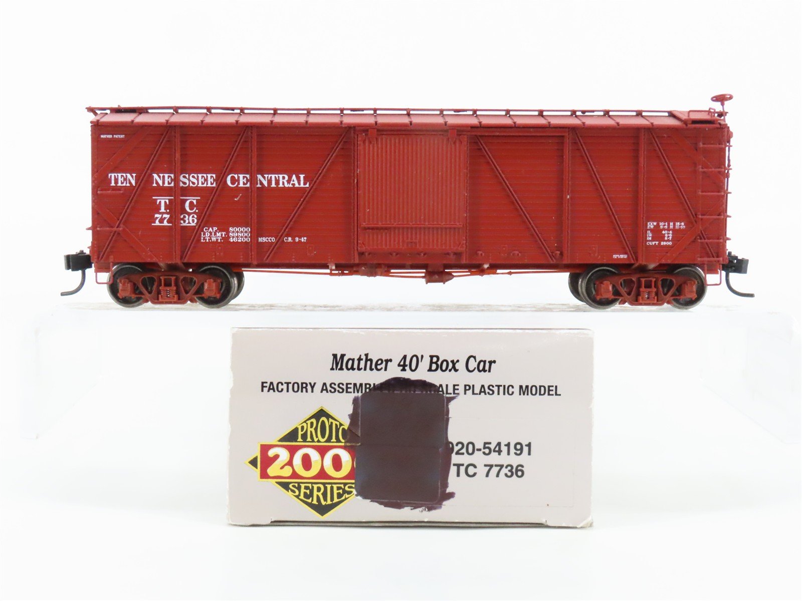 HO Scale Proto 2000 920-54191 TC Tennessee Central Mather 40' Boxcar #7736