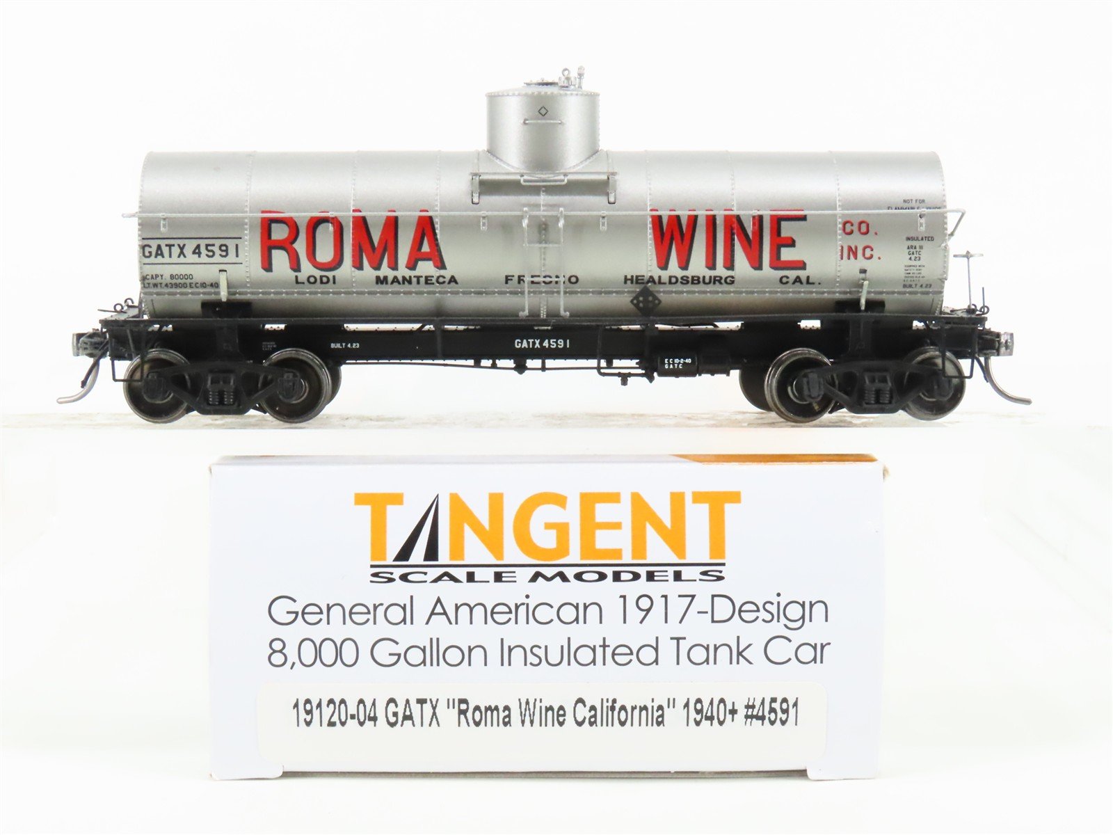 HO Scale Tangent 19120-04 GATX Roma Wine California Single Dome Tankcar #4591
