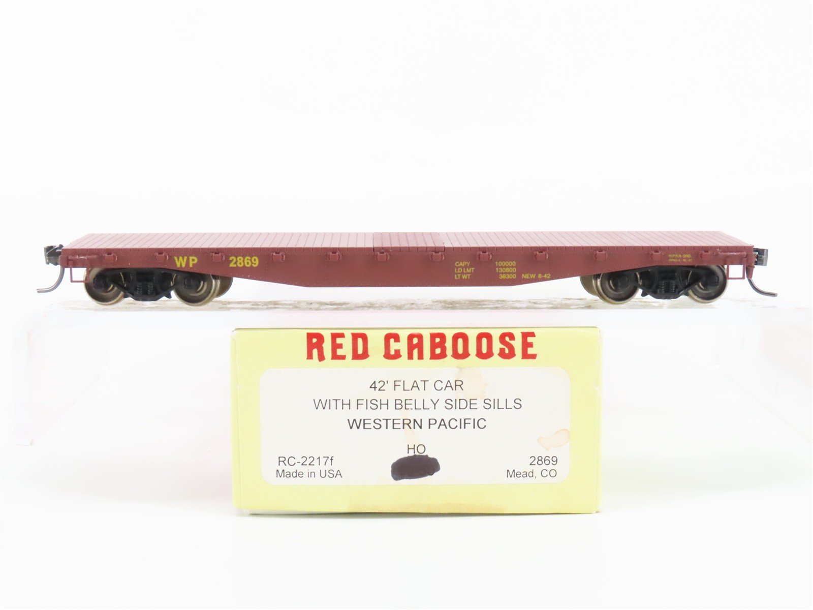 HO Scale Red Caboose RC-22171 WP Western Pacific 42' Fishbelly Flatcar #2869